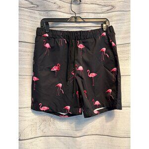 NWOT Shein Mens Swim Shorts With Flamingo Print Size M